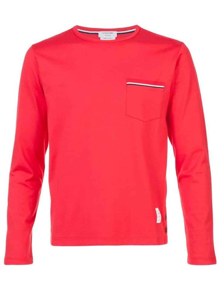 Thom Browne Rwb Pocket Trim Long-sleeve Tee - Red