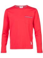 Thom Browne Rwb Pocket Trim Long-sleeve Tee - Red