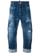 Dsquared2 Big Brother Distressed Cropped Jeans, Men's, Size: 50, Blue, Cotton/spandex/elastane/polyester/cotton