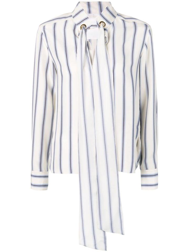 Chloé Striped Cravate Blouse - White