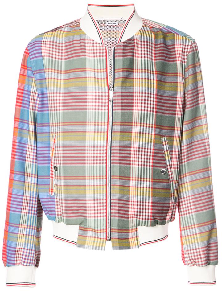 Thom Browne Madras Check Bomber Jacket - Grey