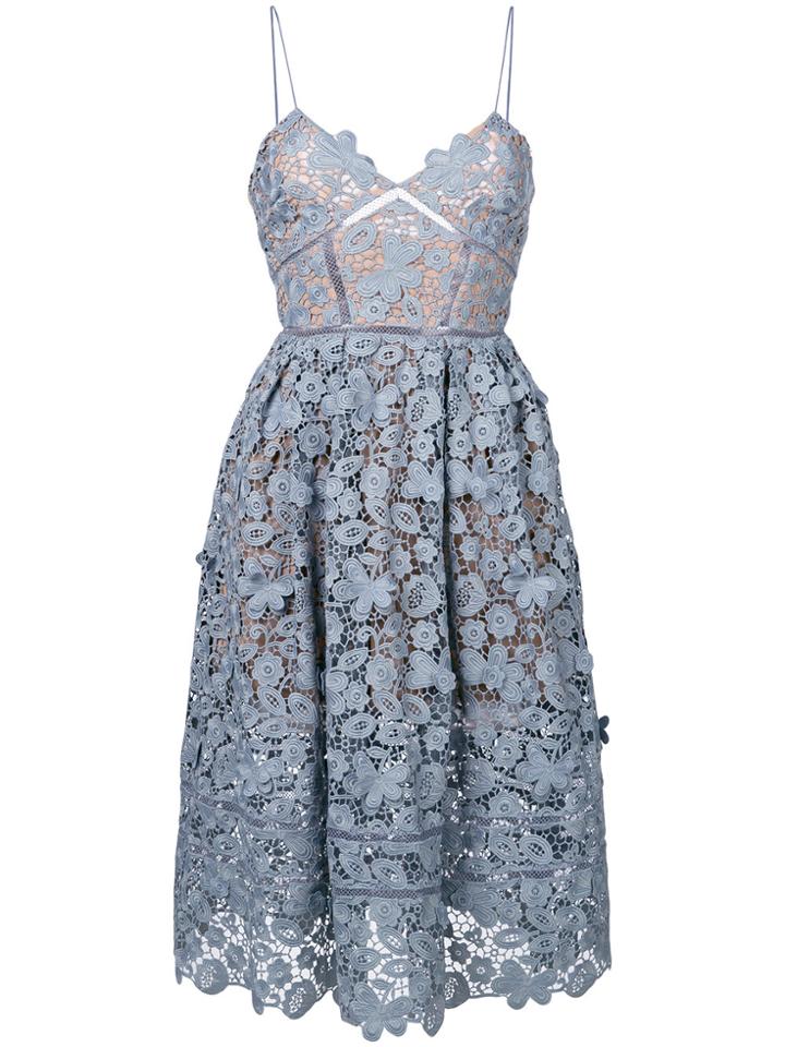 Self-portrait 3d Floral Azealea Dress - Blue