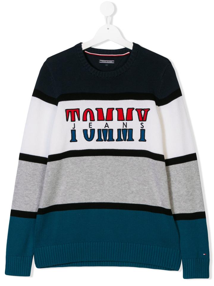 Tommy Hilfiger Junior Teen Logo Embroidered Jumper - Blue