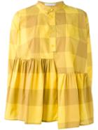 Peter Jensen Asymmetric Checked Shirt, Women's, Size: Xs, Yellow/orange, Cotton