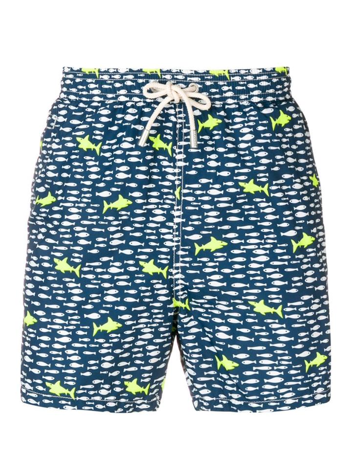 Mc2 Saint Barth Fish Print Swimming Shorts - Blue