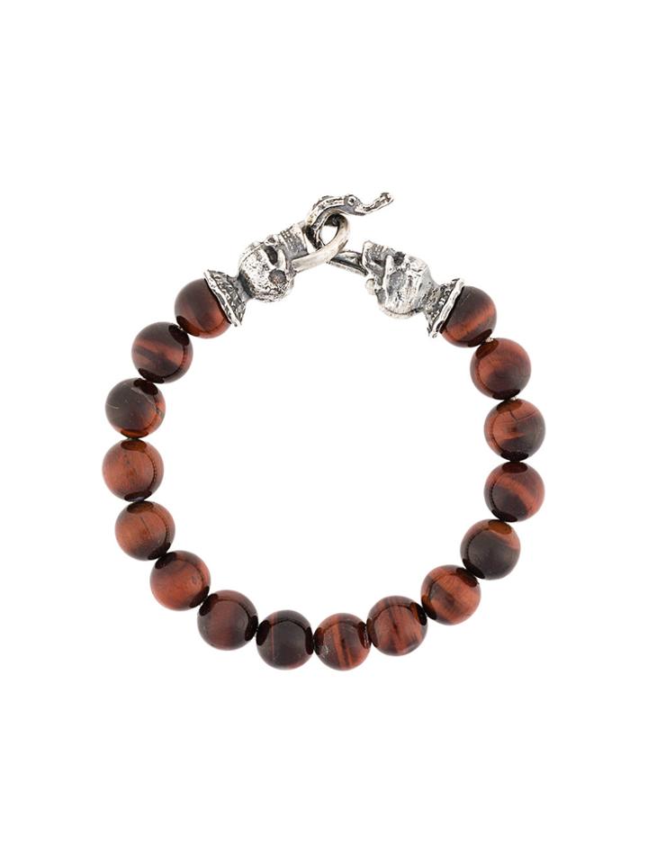 Emanuele Bicocchi Skull Beaded Bracelet - Brown