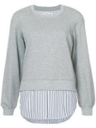 Derek Lam 10 Crosby Crewneck Sweatshirt With Shirt Hem - Grey
