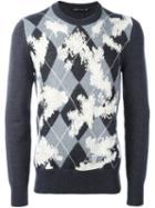 Alexander Mcqueen Argyle Worn Away Jumper, Men's, Size: Medium, Grey, Cashmere/wool