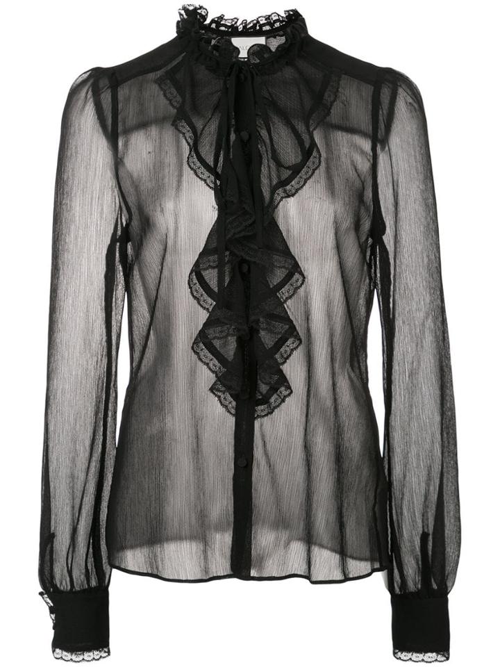 Alexis Sheer Ruffle Blouse - Black