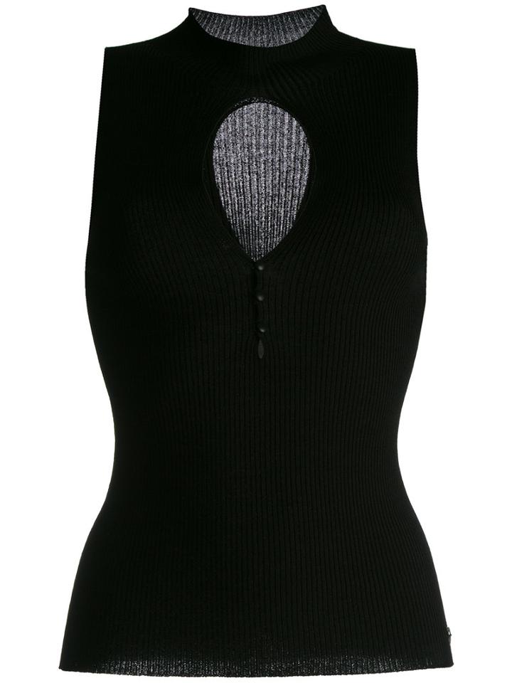 Twin-set - Keyhole Detail Tank Top - Women - Spandex/elastane/viscose - S, Black, Spandex/elastane/viscose