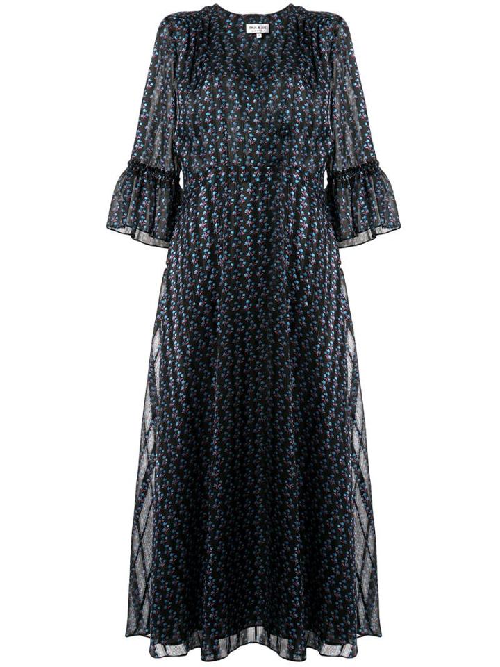 Paul & Joe Floral Print Midi Dress - Black