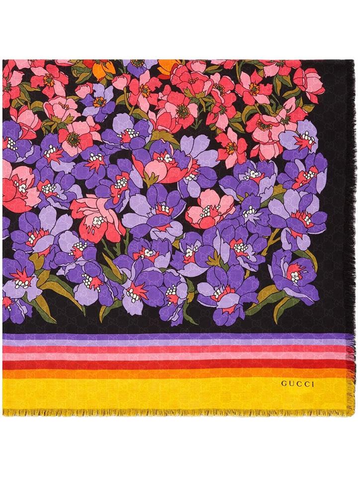 Gucci Degradé Floral Print Scarf - Black