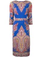 Etro - Paisley Print Midi Dress - Women - Viscose - 46, Blue, Viscose