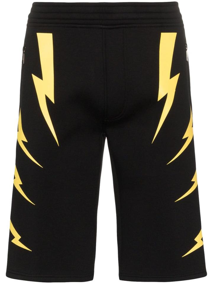 Neil Barrett Thunderbolt-print Shorts - Black