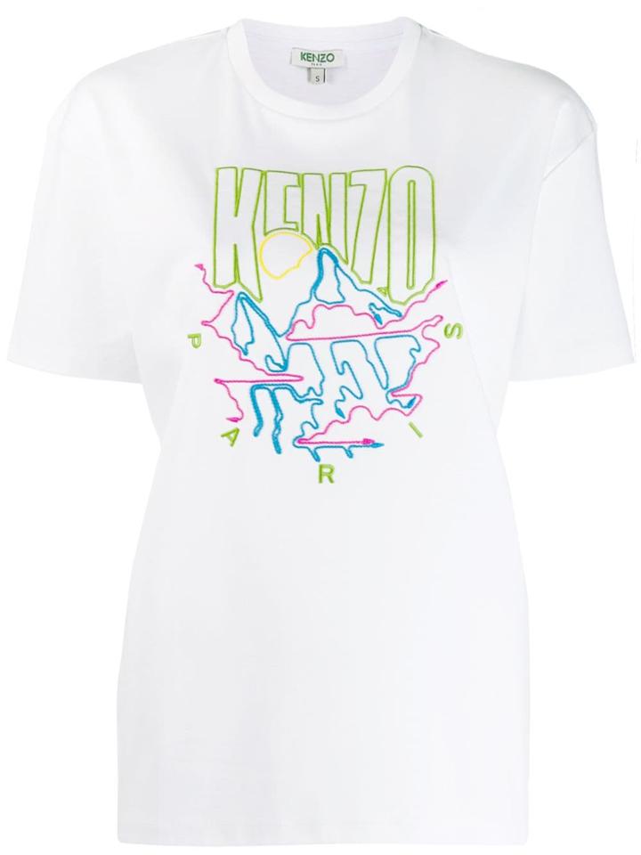 Kenzo Mountain Embroidered T-shirt - White