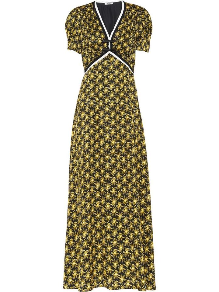 Miu Miu Floral Long Dress - Black