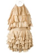 Balmain Ruffle Dresss, Women's, Size: 38, Nude/neutrals, Silk