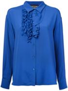 Boutique Moschino Ruffled Detail Shirt, Women's, Size: 42, Blue, Silk/rayon