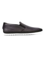 Tod S Contrast Sole Loafers, Men's, Size: 8, Black, Calf Leather/leather/rubber