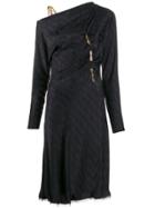 Versace Draped Satin Midi Dress - Black