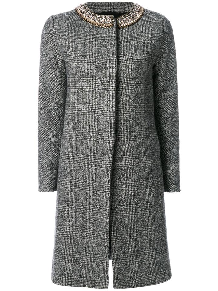 Ermanno Scervino Check Single Breasted Coat - Grey