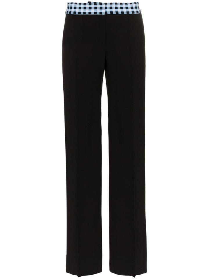 Wales Bonner High Waisted Check Wide-leg Wool Blend Trousers - Black