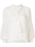 Tomorrowland Pleated Long-sleeved Blouse - White
