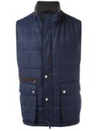 Hackett Plaid Hooded Vest, Men's, Size: Large, Blue, Nylon/wool/polyester