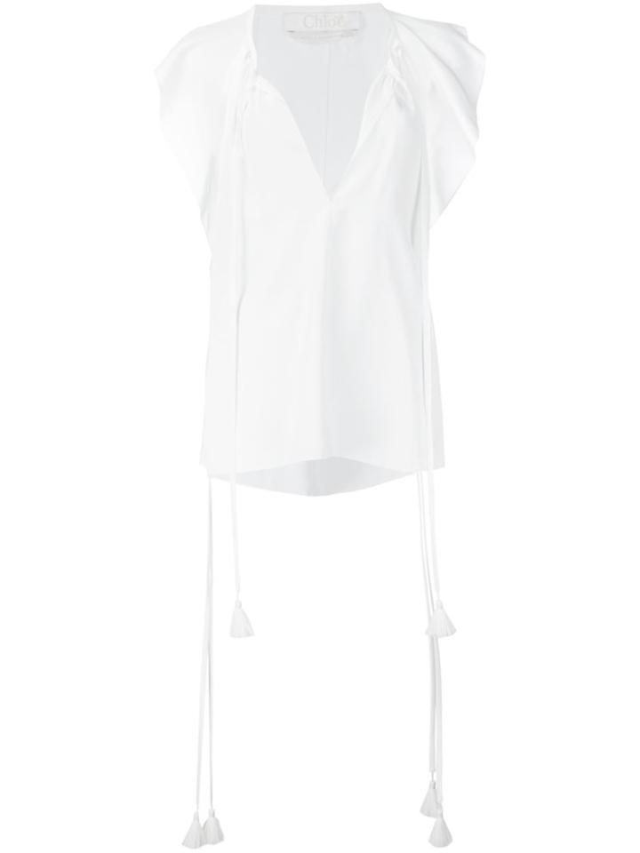 Chloé Ruffle Cap Sleeve Blouse