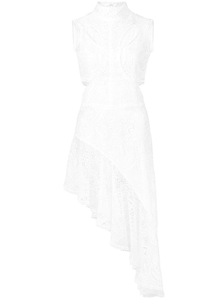 Alexander Mcqueen Asymmetric Floral Lace Dress - White