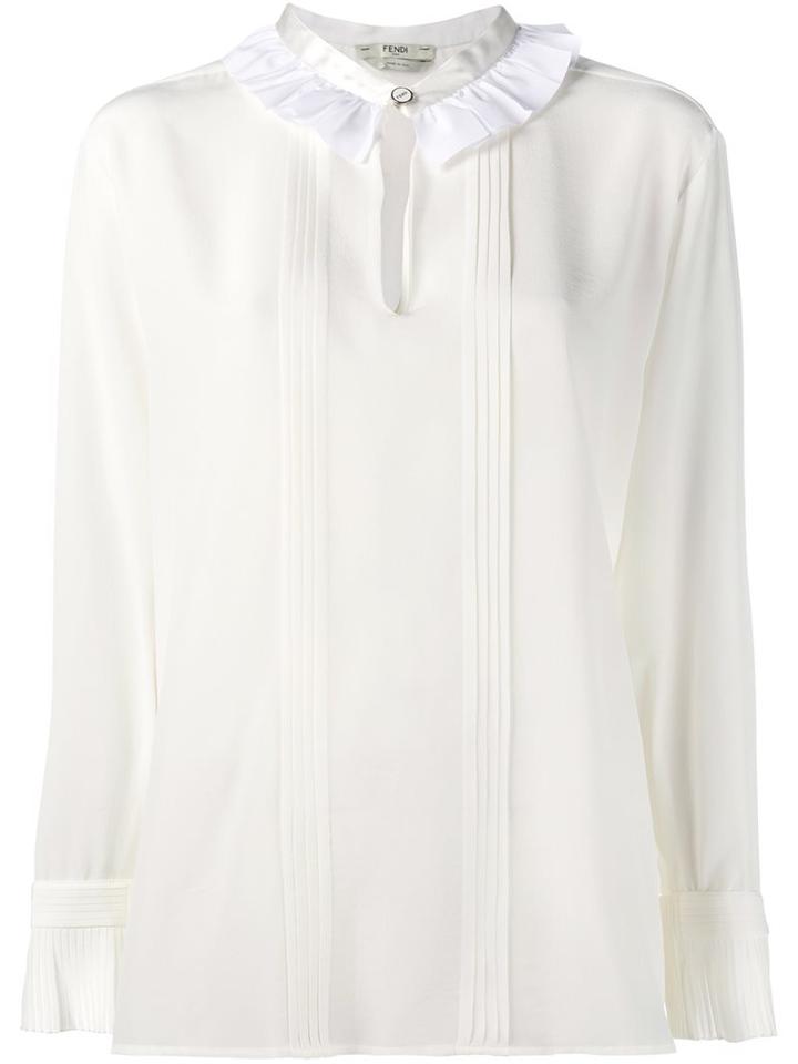 Fendi Ruffle Collar Pleated Blouse