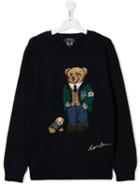 Ralph Lauren Kids Bear And Puppy Motif Jumper - Blue