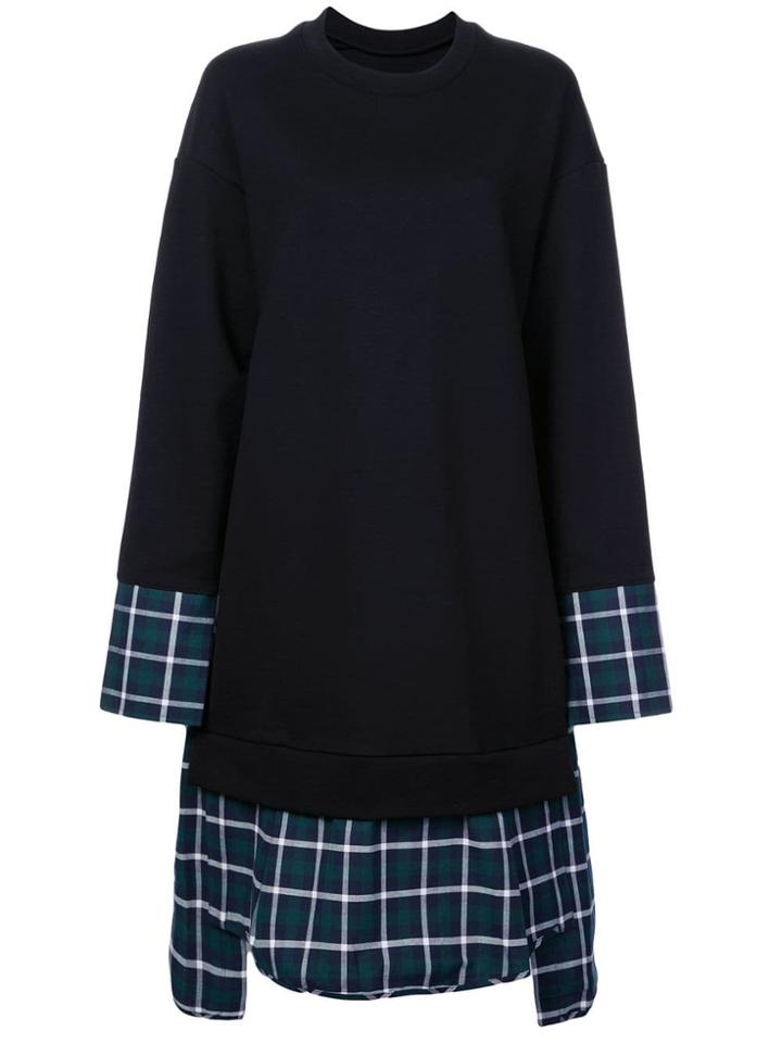 Juun.j Oversized Plaid Sweatshirt - Black