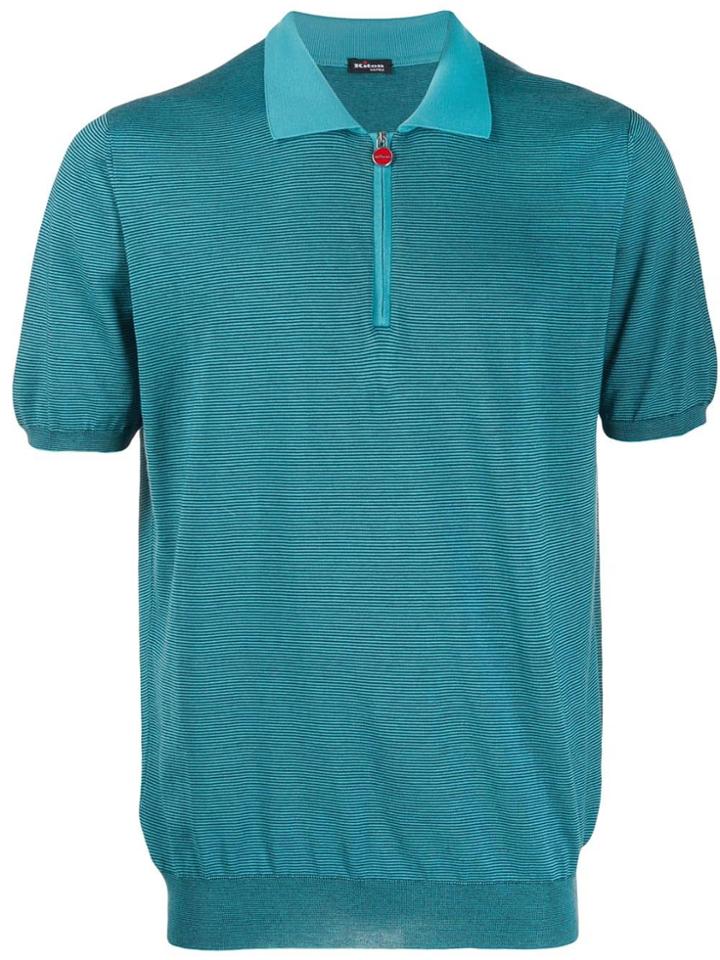 Kiton Pinstriped Polo Shirt - Blue