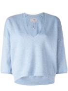Humanoid V-neck Jumper, Women's, Size: Small, Blue, Cotton/spandex/elastane