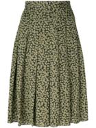 Michael Michael Kors Printed Pleated Skirt - Green