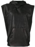 Julius Sleeveless Leather Hoodie, Men's, Size: Iii, Black, Leather/cotton