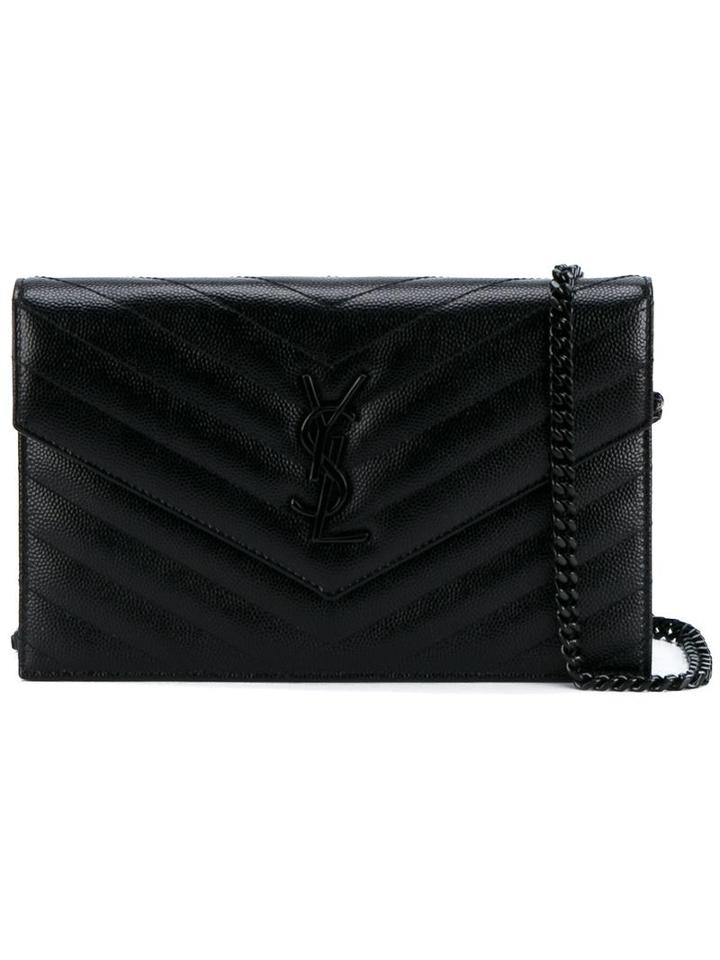 Saint Laurent 'monogram' Chain Wallet, Women's, Black, Leather/metal