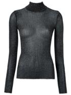 Gig - Sheer Ribbed Blouse - Women - Polyimide - P, Black, Polyimide