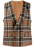 Gabriele Pasini Plaid Waistcoat - Brown