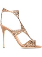 Sergio Rossi Embellished Cut-out Sandals - Nude & Neutrals