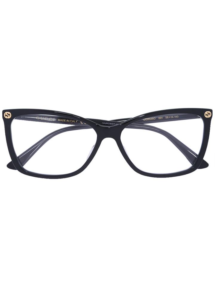 Gucci Eyewear Thin Rectangular Frame Glasses, Black, Acetate
