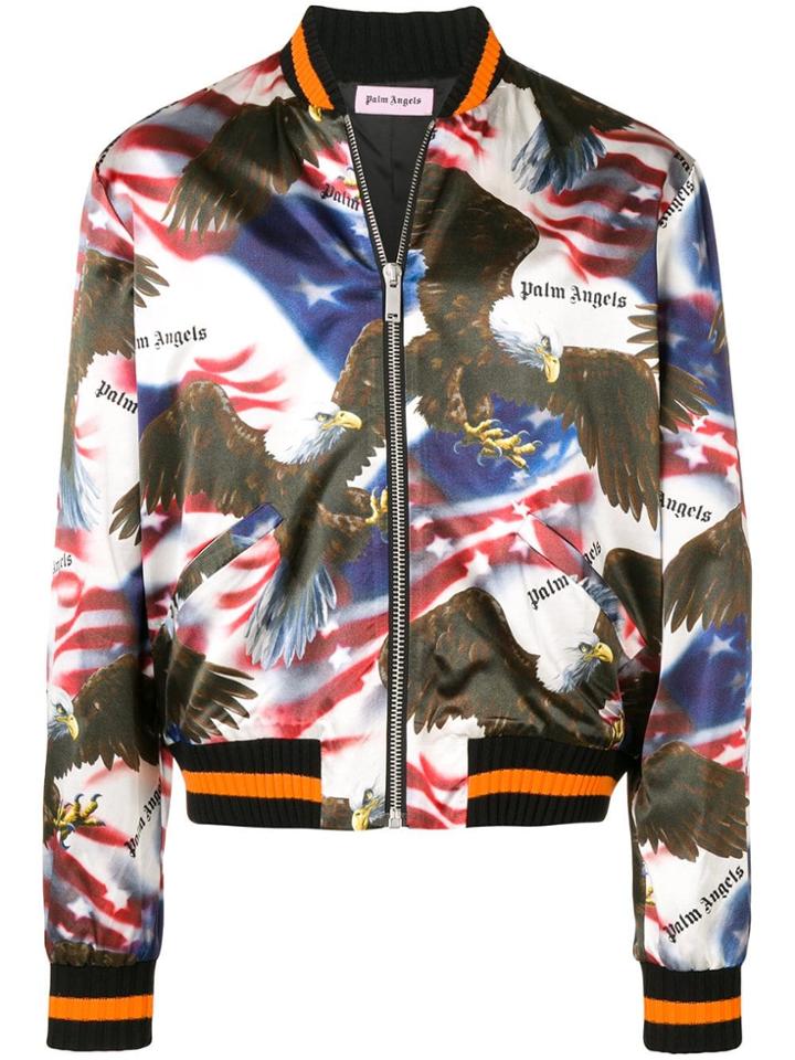 Palm Angels Eagle Print Bomber Jacket - Black