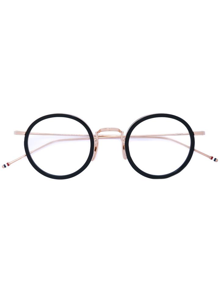 Thom Browne Eyewear - Black & Gold Optical Glasses With Clear Lens - Unisex - Acetate/titanium - 46, Acetate/titanium