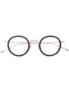 Thom Browne Eyewear - Black & Gold Optical Glasses With Clear Lens - Unisex - Acetate/titanium - 46, Acetate/titanium