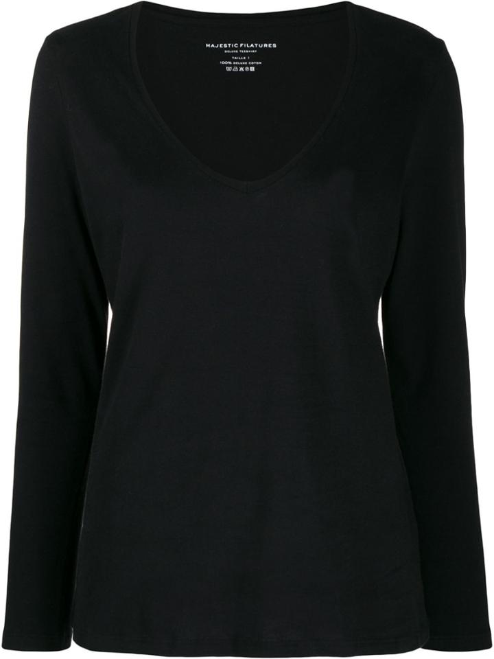Majestic Filatures Brusa V-neck Jumper - Black
