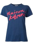 Maison Kitsuné Handwriting Logo T-shirt, Women's, Size: Medium, Blue, Cotton