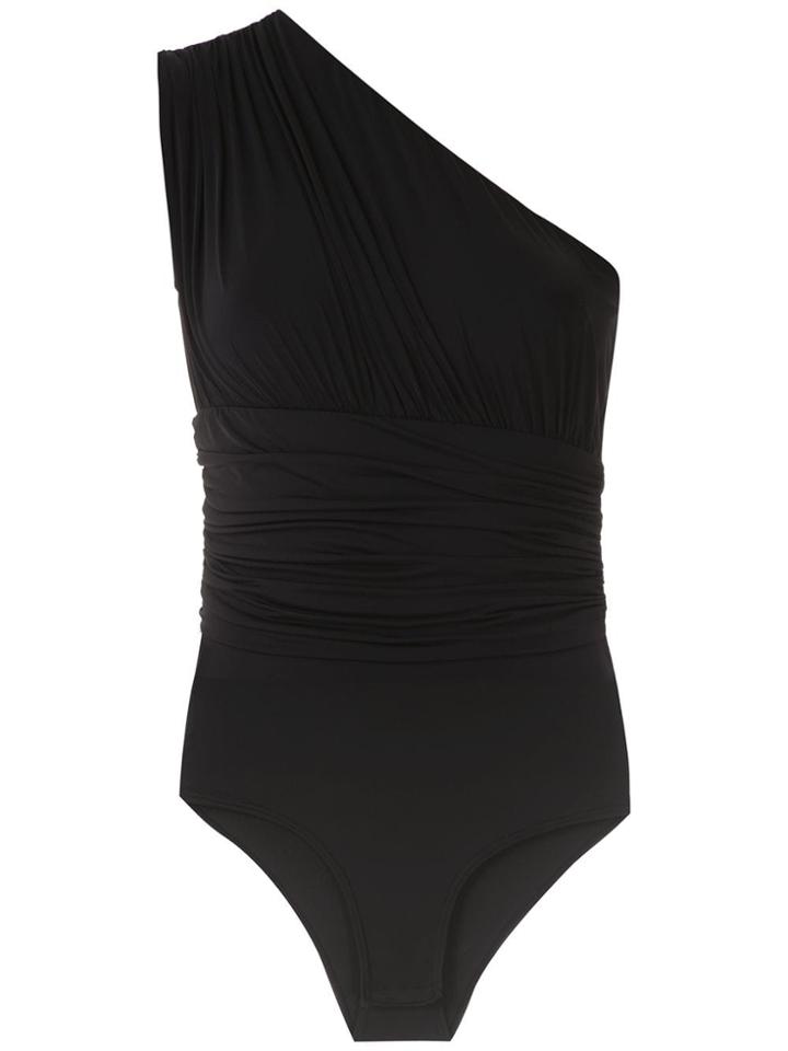 Amir Slama Ruched Panelled Body Top - Black