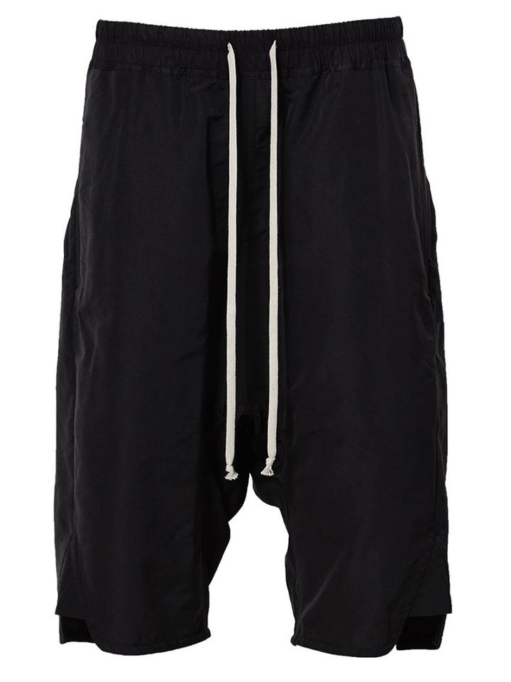 Rick Owens Drop Crotch Shorts, Men's, Size: 50, Black, Silk/cotton/polyester