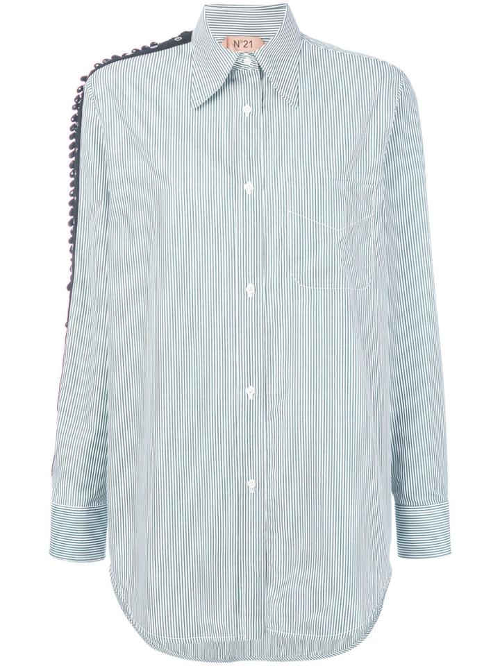 No21 Beaded Panelling Detail Shirt - Green